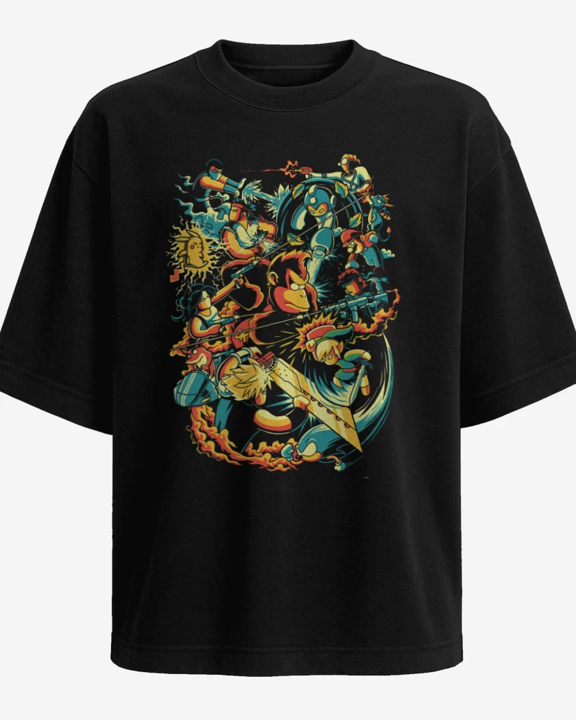 Polera Oversize Negro de Smash Bros ultimate