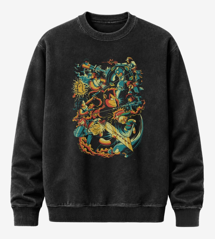 Poleron Polo Acid Wash Negro de Smash Bros ultimate