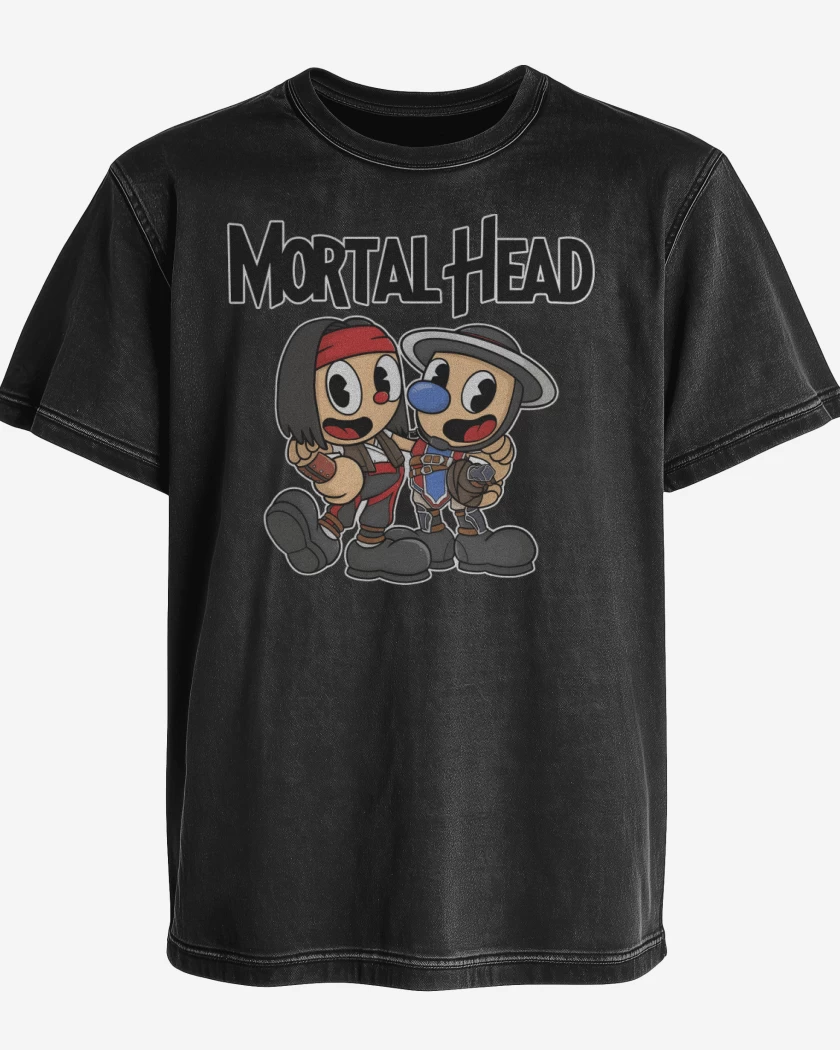 Polera desgastada Negro de Mortal Head
