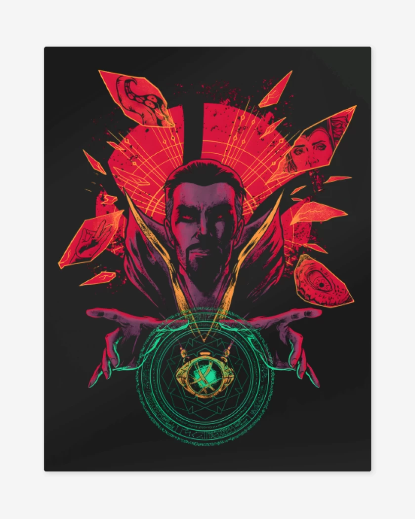 Print metalico Negro de Multiverso de la Locura