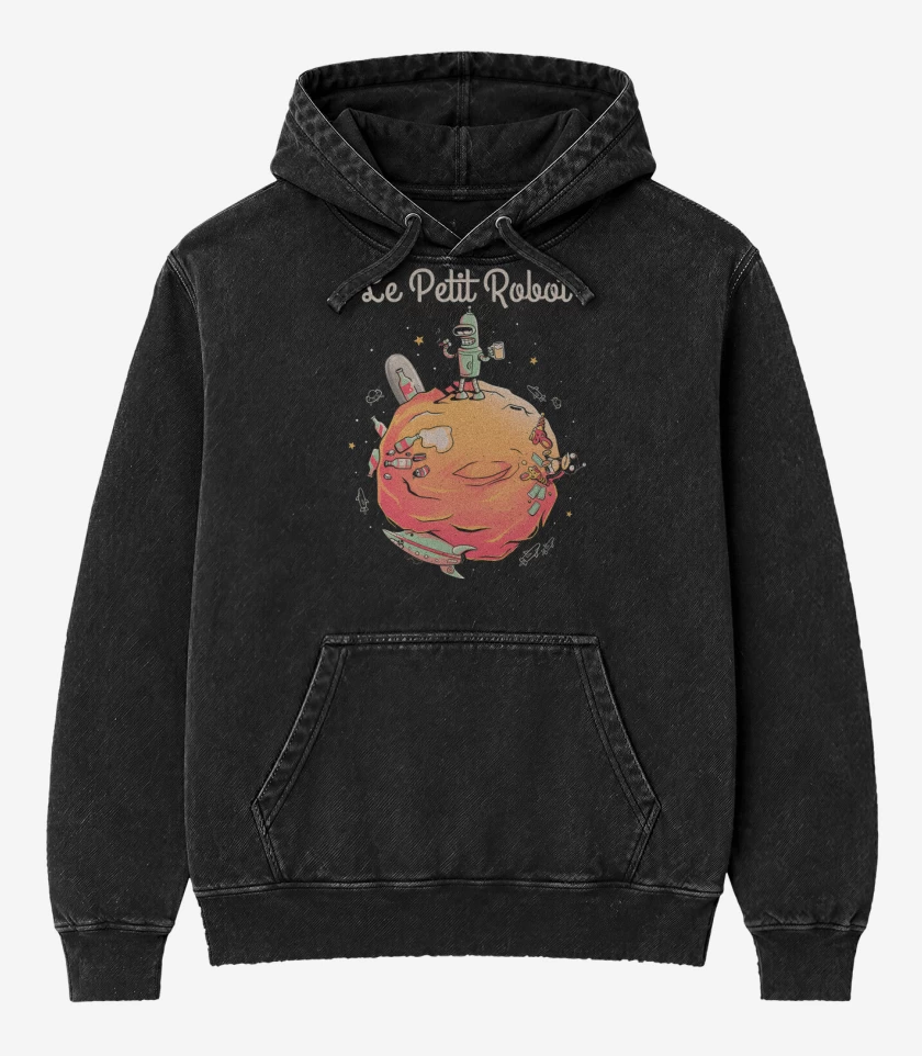 Poleron Canguro Acid Wash Negro de Bendercito