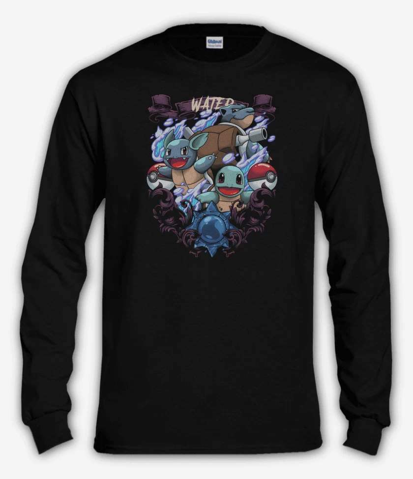 Polera manga larga Negro de Criaturas de Agua