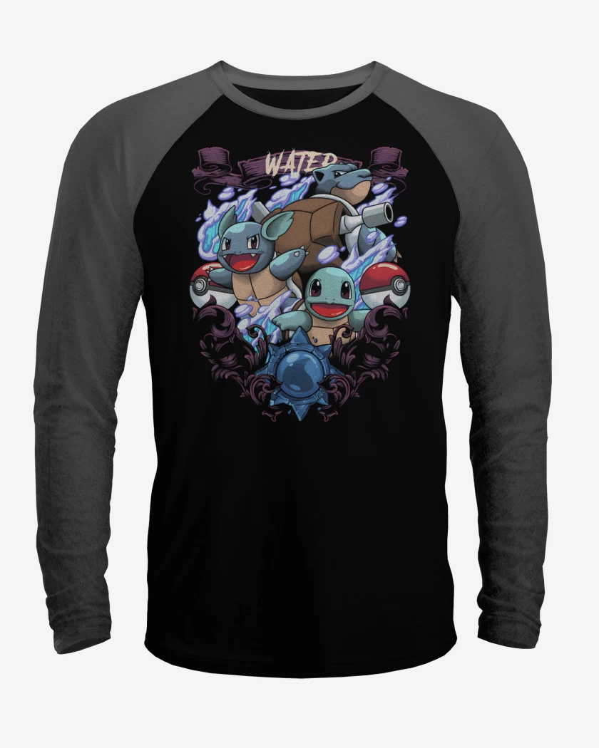 Polera Raglan Negro / Negro Heather de Criaturas de Agua
