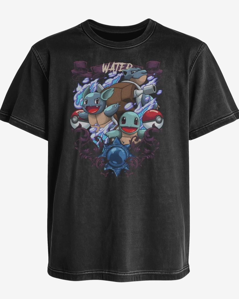 Polera desgastada Negro de Criaturas de Agua