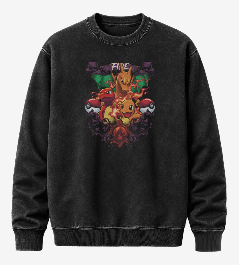 Poleron Polo Acid Wash Negro de Bestias de Fuego