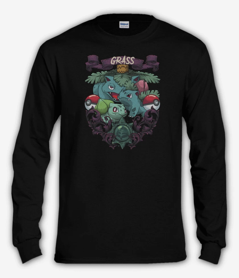 Polera manga larga Negro de Monstruos de Planta