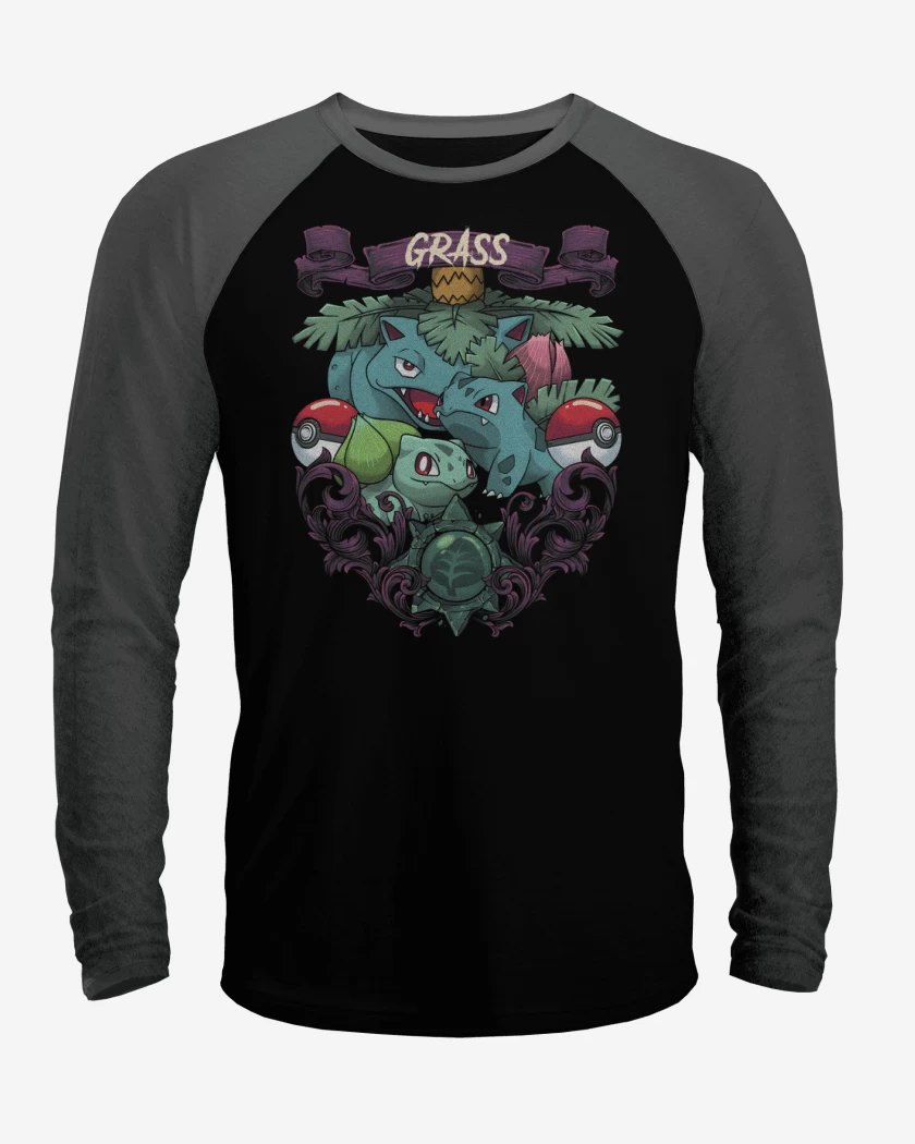 Polera Raglan Negro / Negro Heather de Monstruos de Planta