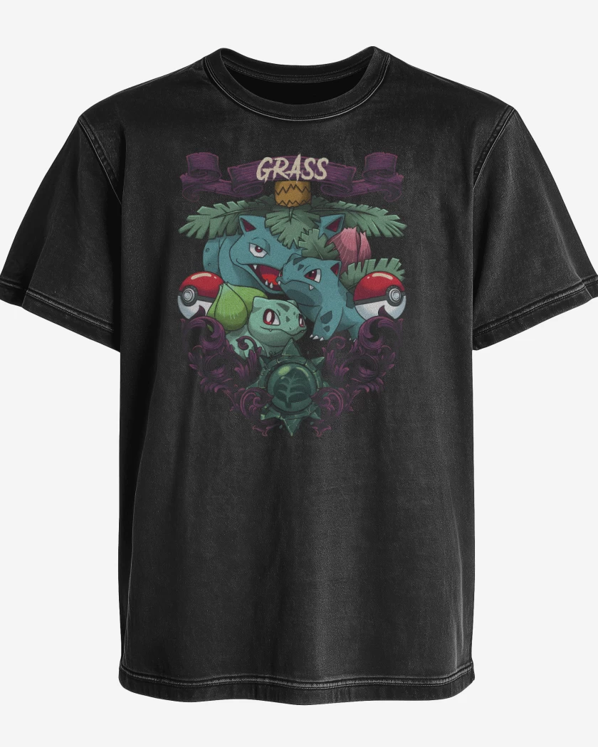Polera desgastada Negro de Monstruos de Planta