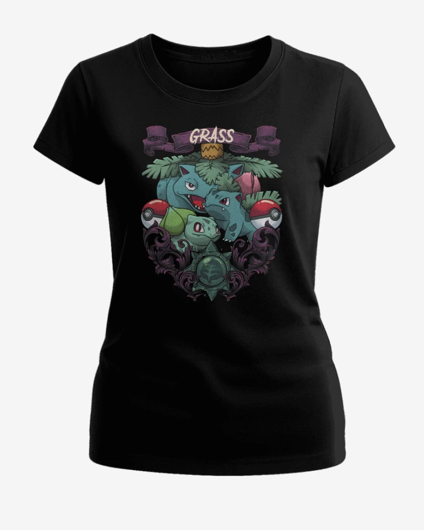 Polera de Mujer Negro de Monstruos de Planta