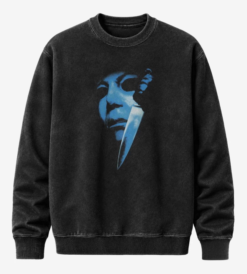 Poleron Polo Acid Wash Negro de Halloween Michael Meyers