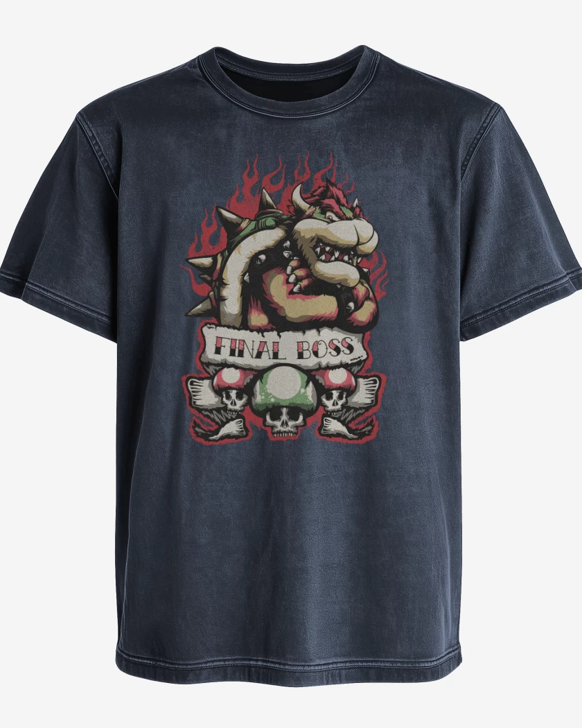 Polera desgastada Azul Marino de Final Boss