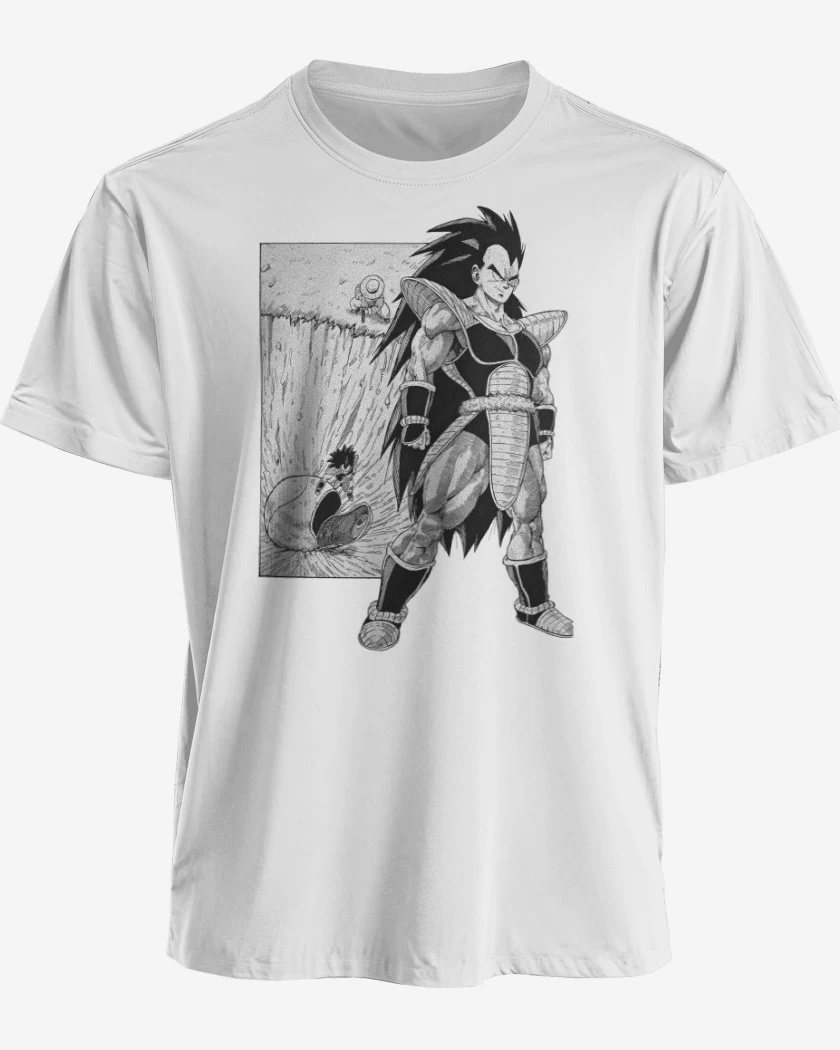 Polera premium Blanco de La llegada de Raditz