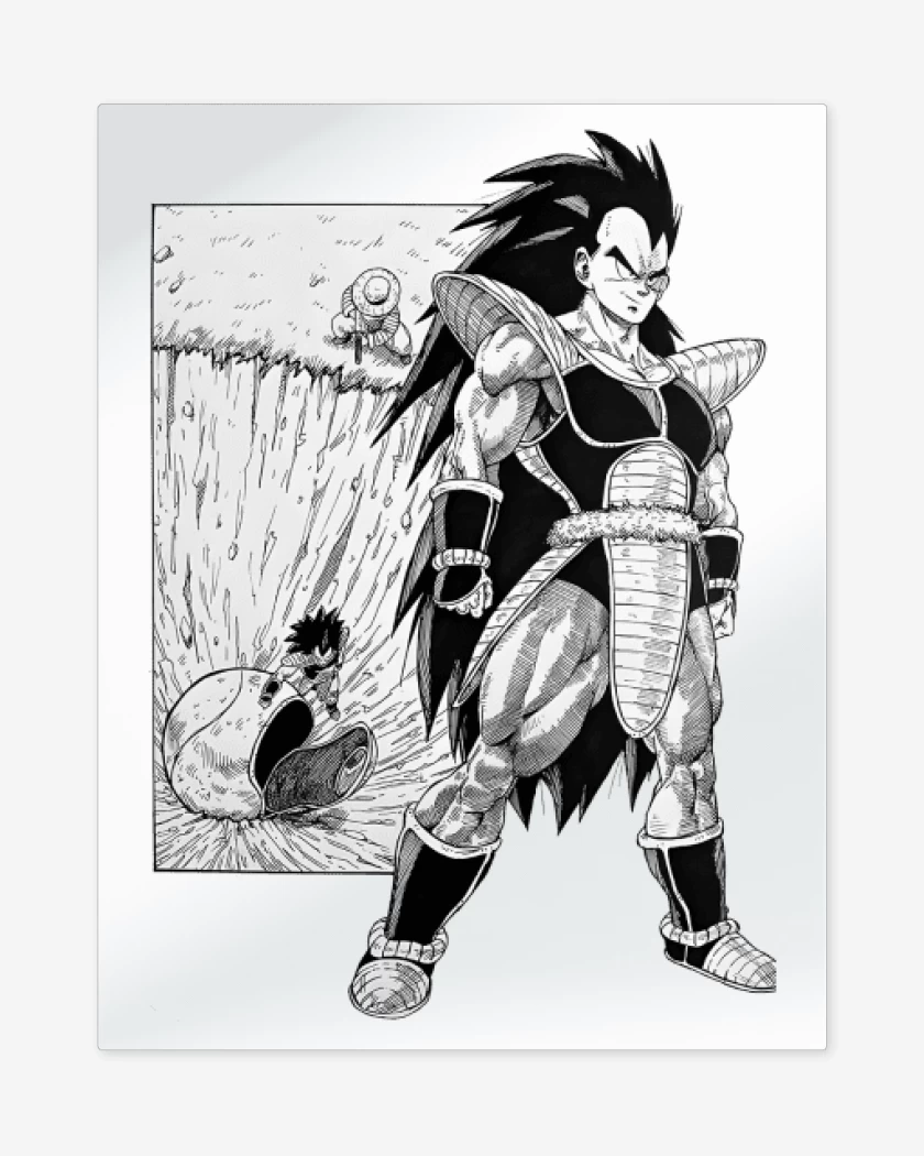 Print metalico Blanco de La llegada de Raditz
