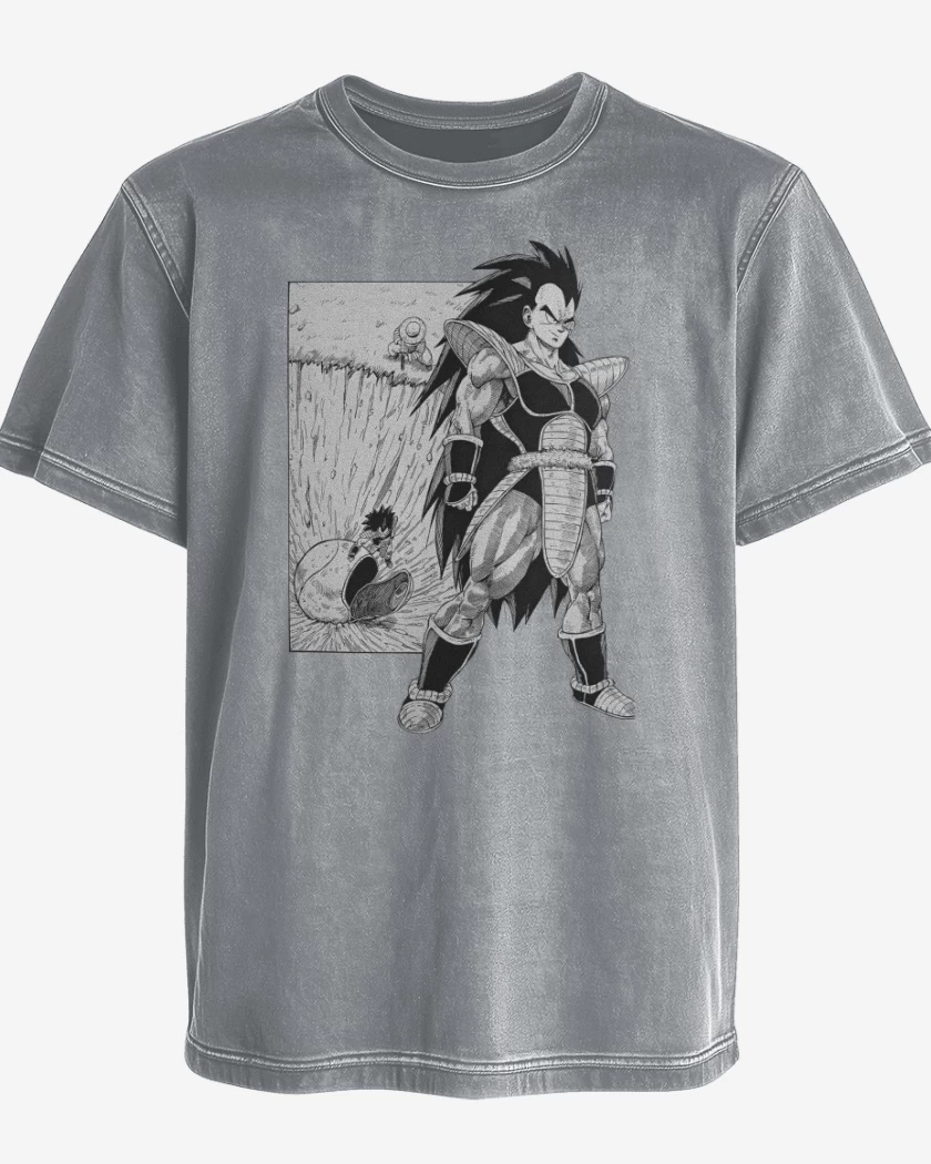 Polera desgastada Gris Melange de La llegada de Raditz