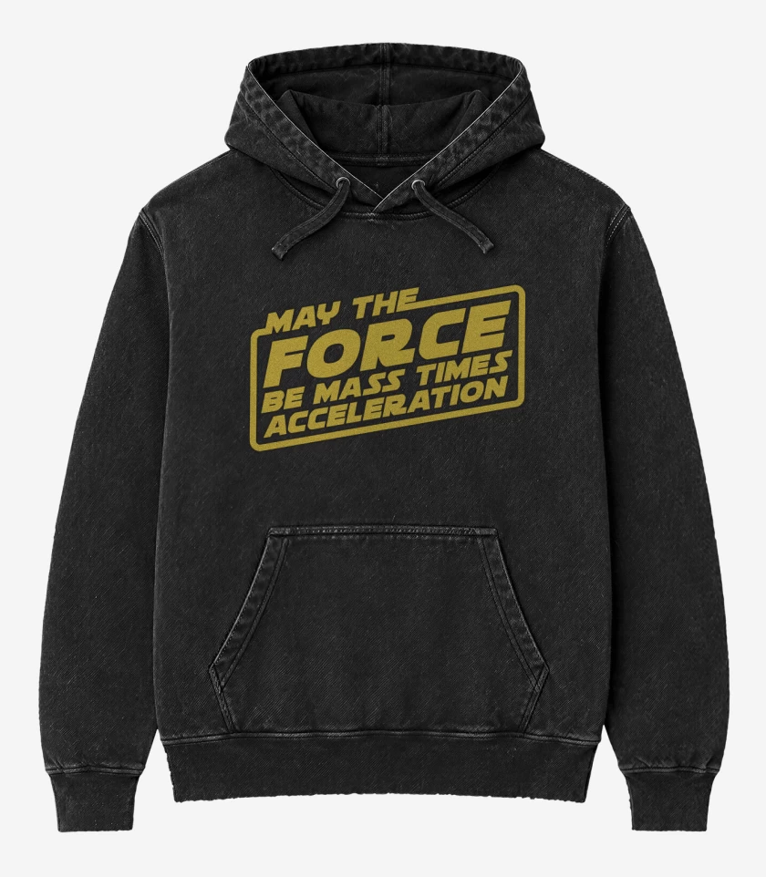 Poleron Canguro Acid Wash Negro de May the force be