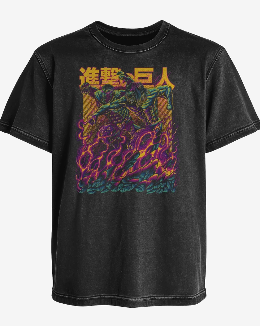 Polera desgastada Negro de Pelea de Titanes