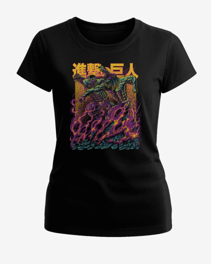 Polera de Mujer Negro de Pelea de Titanes