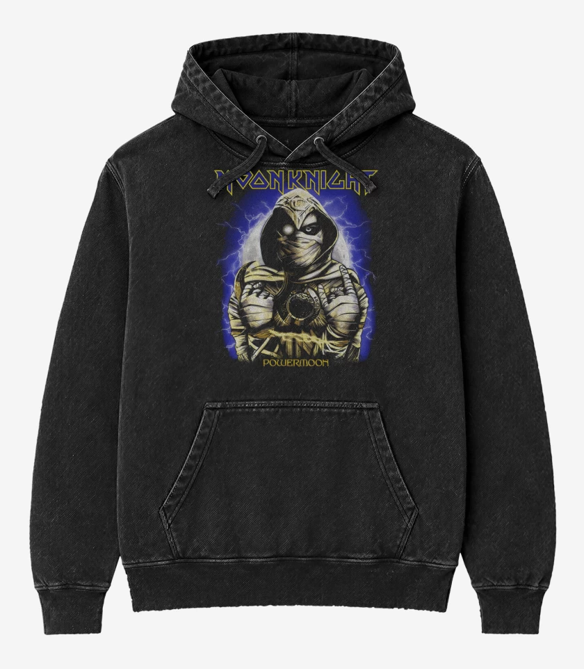 Poleron Canguro Acid Wash Negro de Powermoon