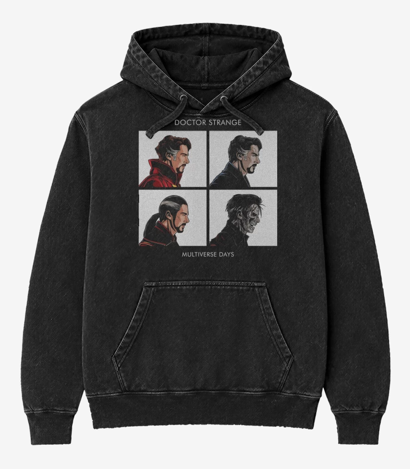 Poleron Canguro Acid Wash Negro de Multiverse Days