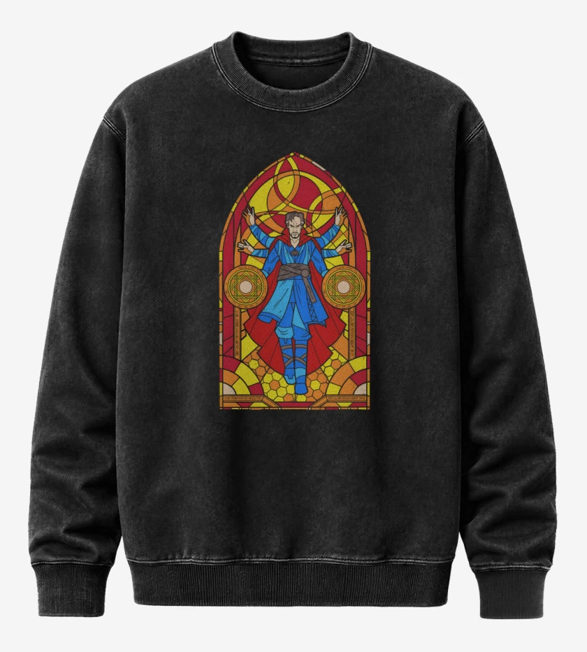 Poleron Polo Acid Wash Negro de Holy Strange