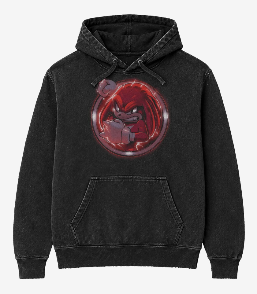 Poleron Canguro Acid Wash Negro de Nudillos