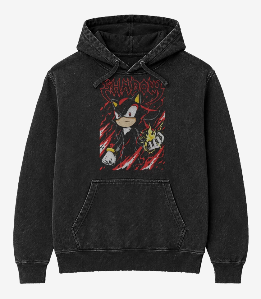Poleron Canguro Acid Wash Negro de Shadow