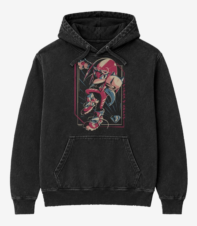 Poleron Canguro Acid Wash Negro de Knuckles Nudillos