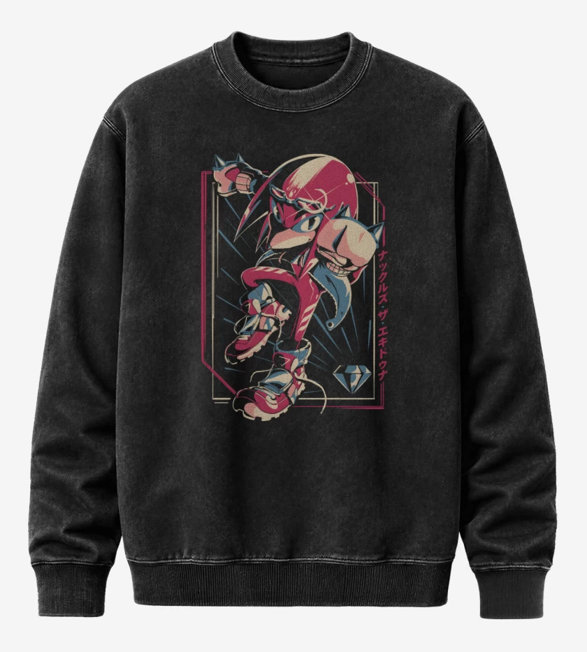 Poleron Polo Acid Wash Negro de Knuckles Nudillos
