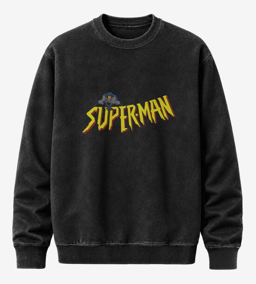 Poleron Polo Acid Wash Negro de Super-man?