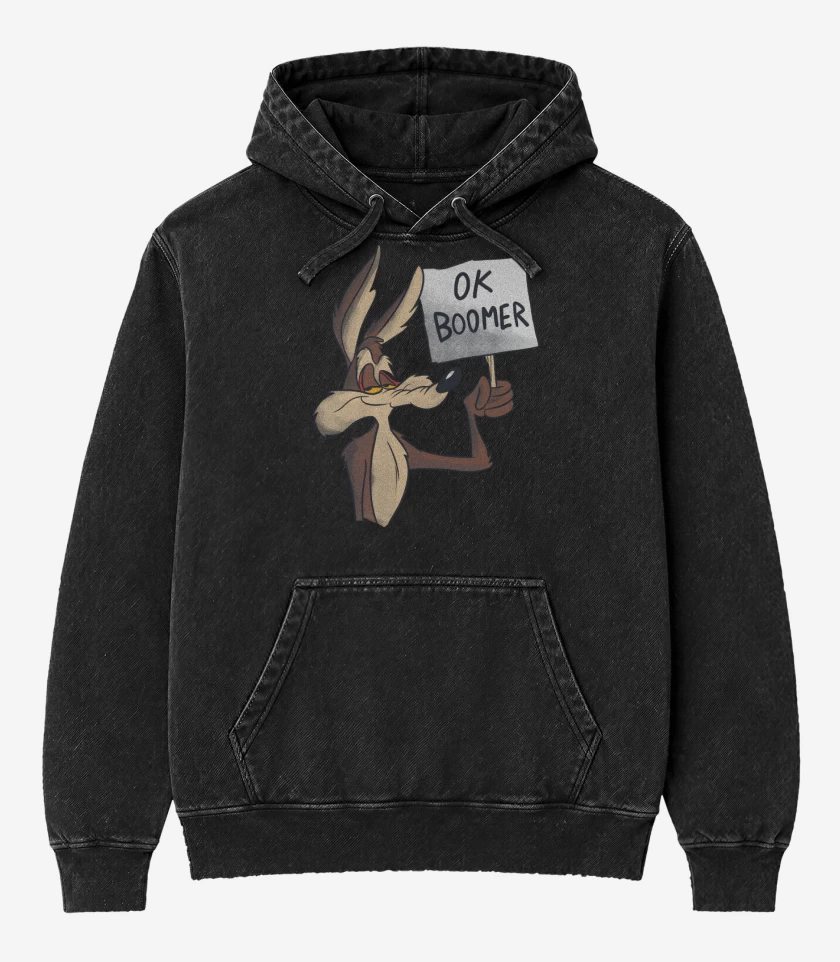 Poleron Canguro Acid Wash Negro de OK Boomer