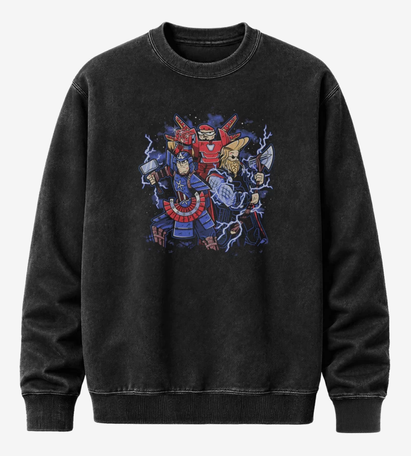 Poleron Polo Acid Wash Negro de Cartoonvengers