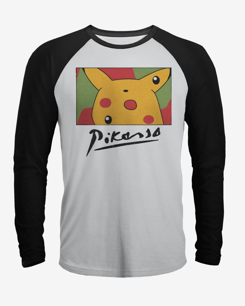 Polera Raglan Blanco / Negro de Pikasso