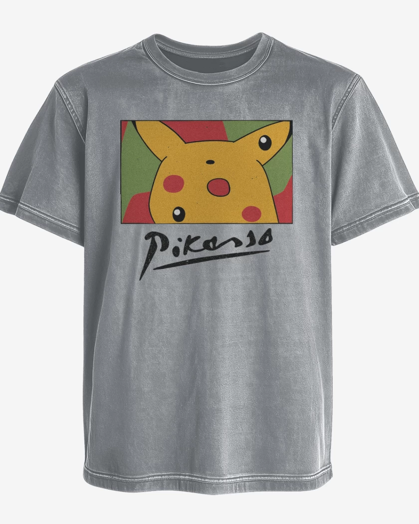 Polera desgastada Gris Melange de Pikasso