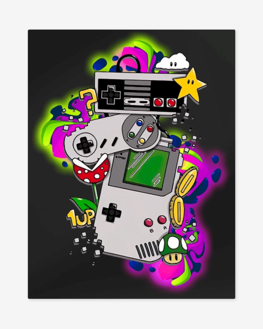 Print metalico Negro de Joystick Classics