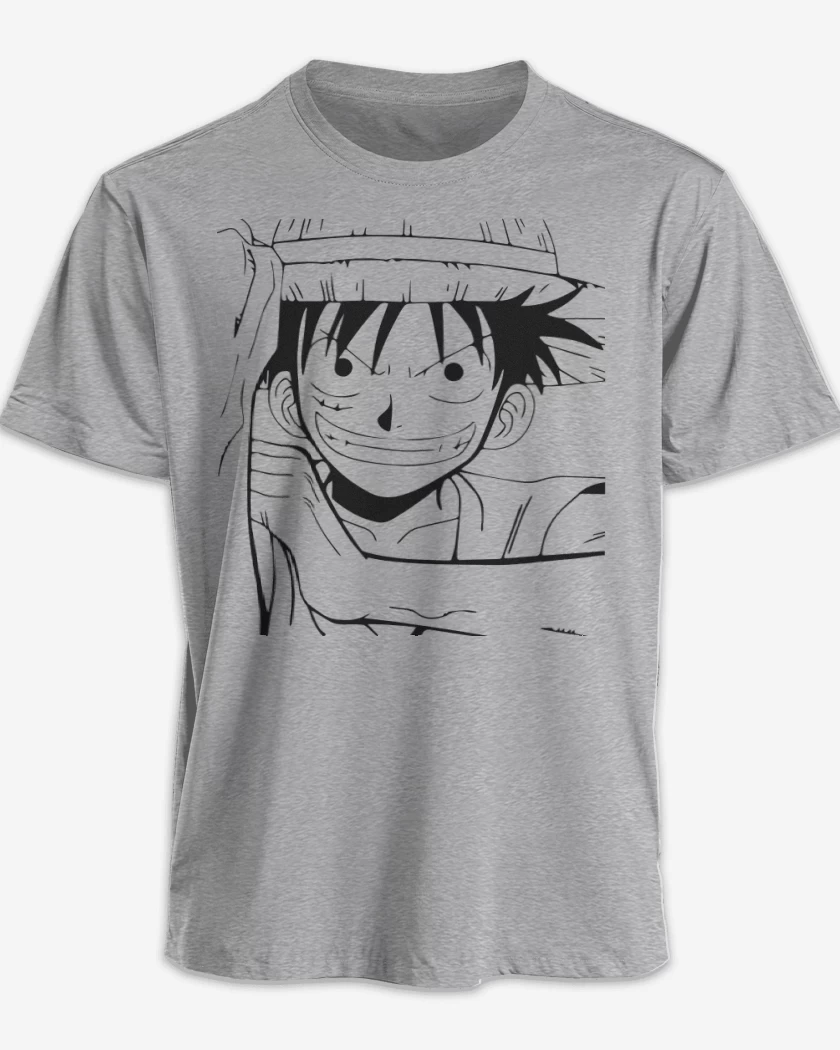 Polera Gris Melange de Luffy