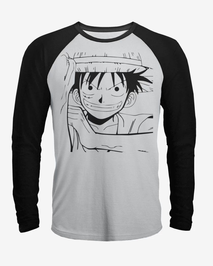 Polera Raglan Blanco / Negro de Luffy