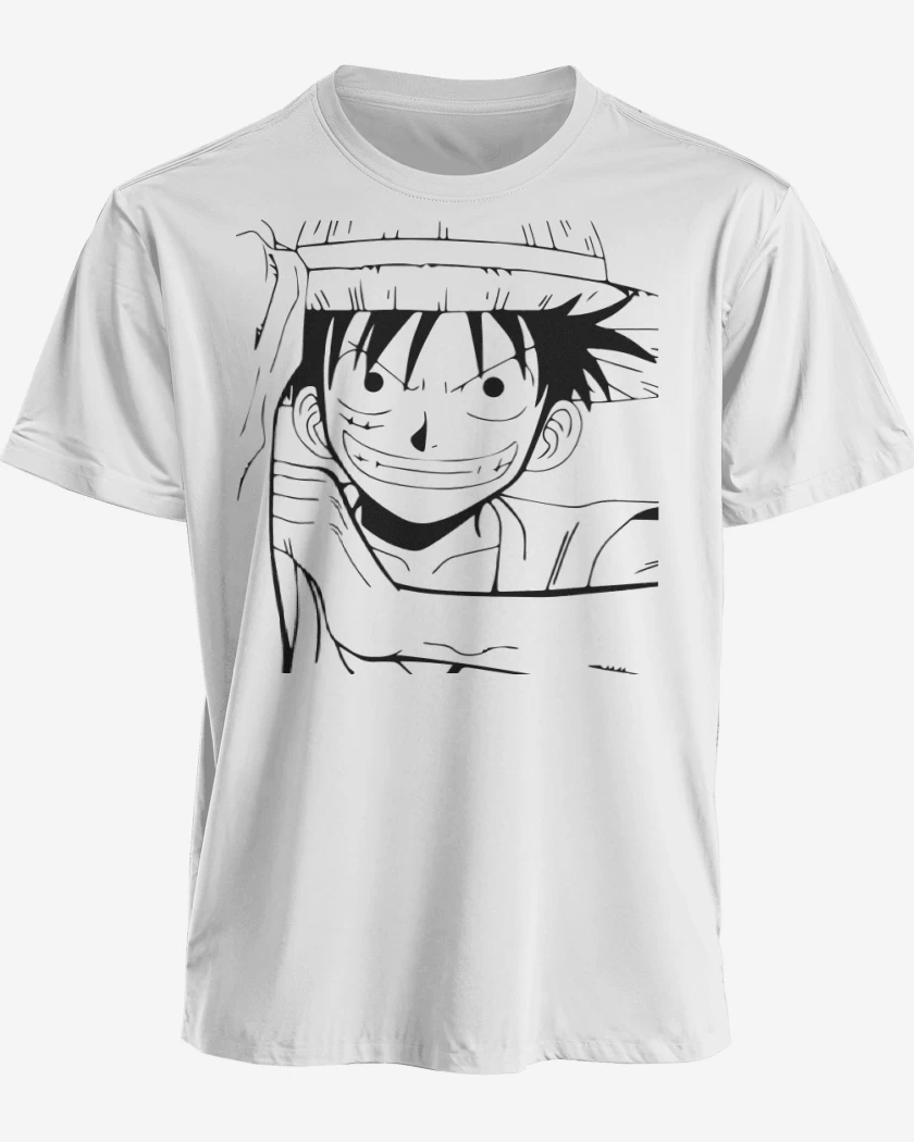 Polera premium Blanco de Luffy