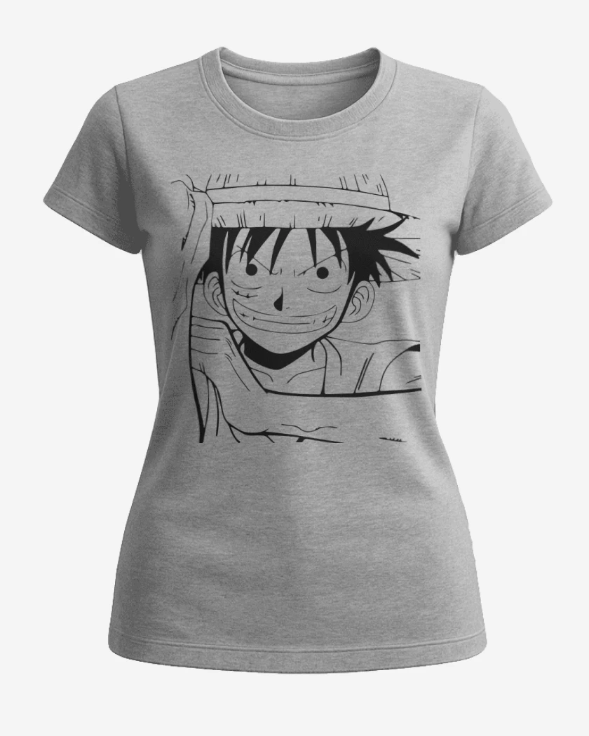Polera de Mujer Gris Melange de Luffy