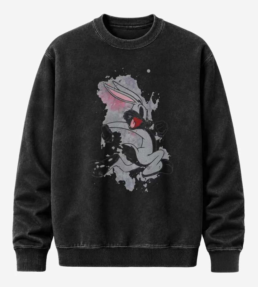 Poleron Polo Acid Wash Negro de Bugs 