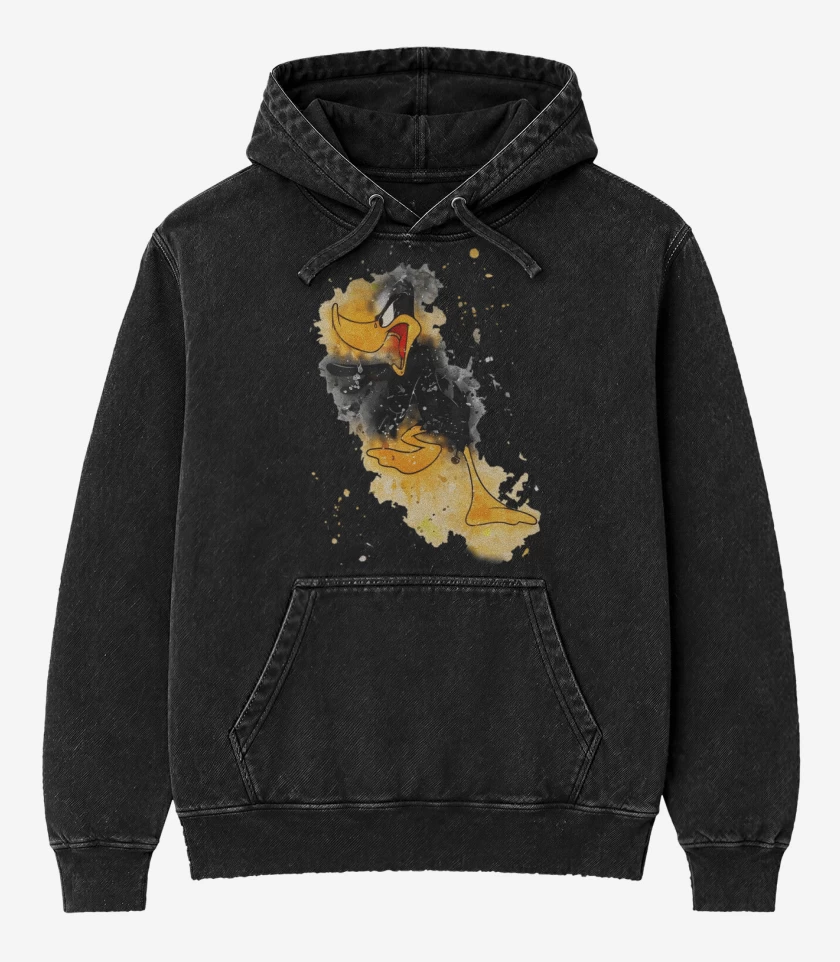 Poleron Canguro Acid Wash Negro de Lucas