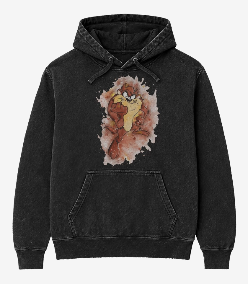 Poleron Canguro Acid Wash Negro de Taz