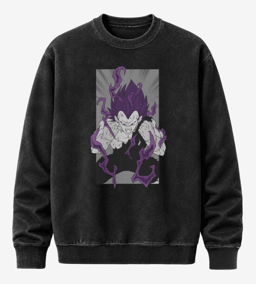 Poleron Polo Acid Wash Negro de Vegeta Ultraego