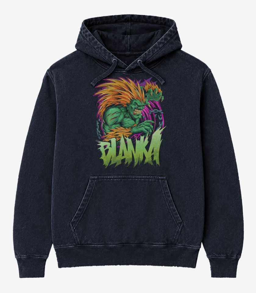 Poleron Canguro Acid Wash Azul Marino de Blanka