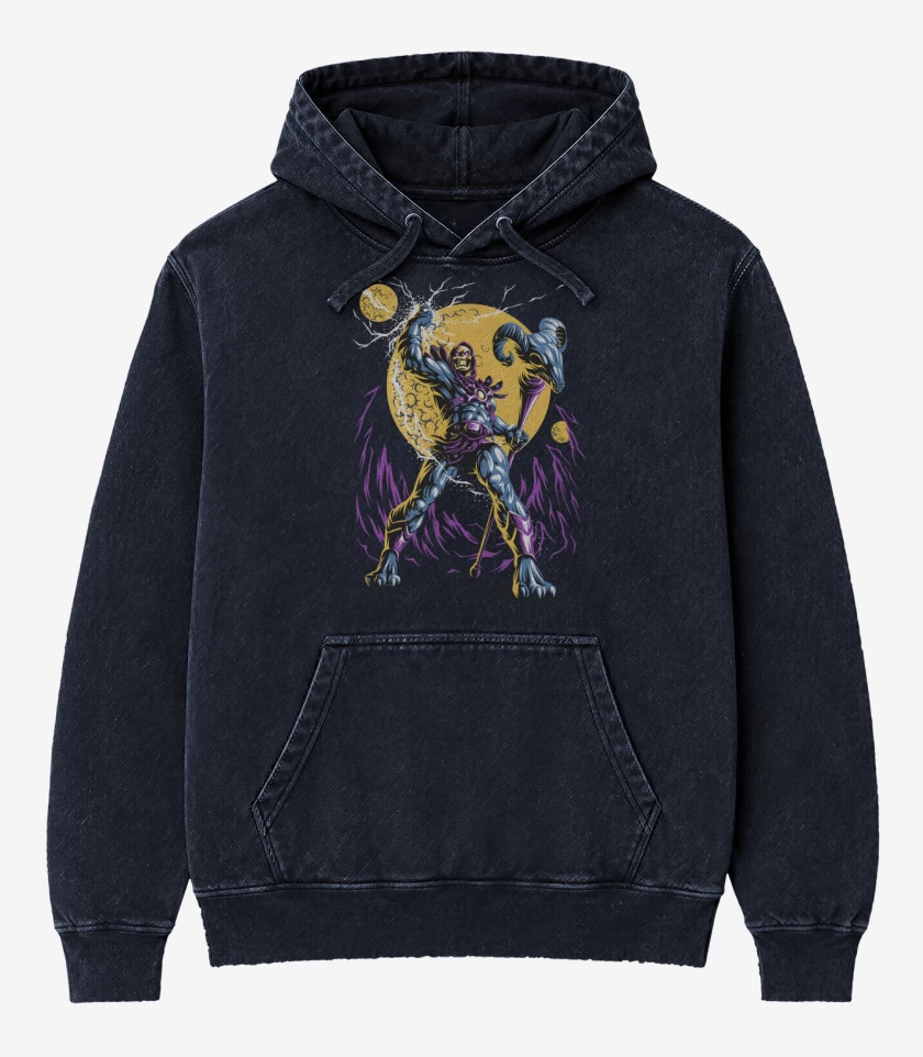 Poleron Canguro Acid Wash Azul Marino de Skeletor 2