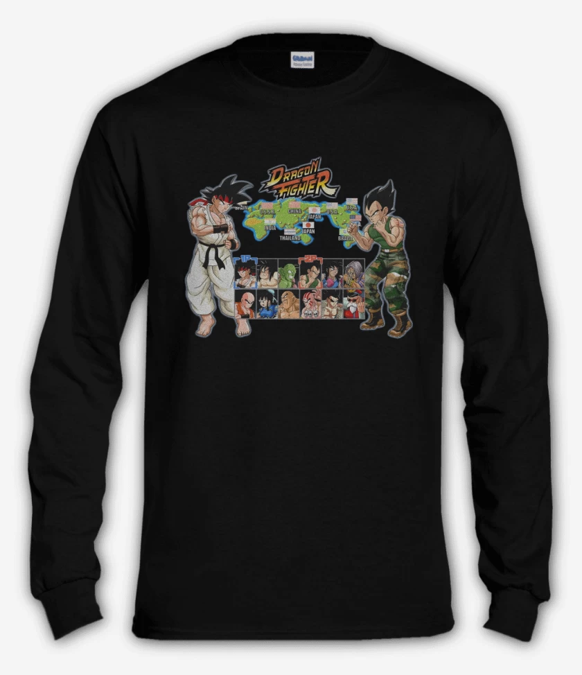 Polera manga larga Negro de Dragon Fighter 