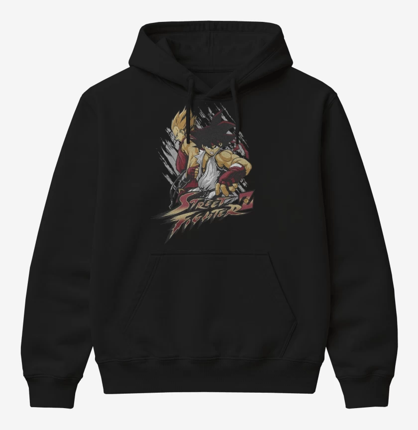 Poleron Canguro básico Negro de Street Fighter Z