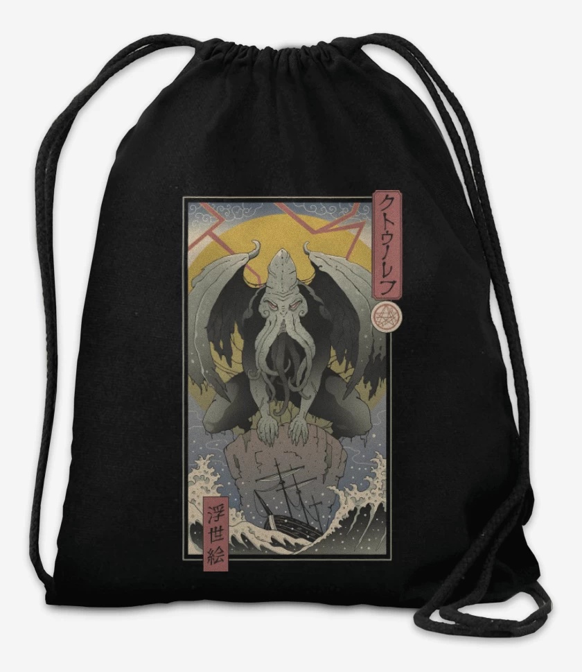 Mochila Negro de Cthulhu Ukiyo-e
