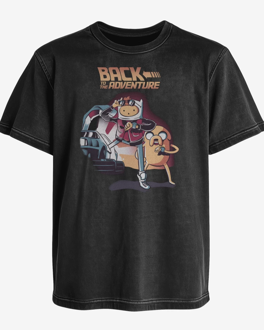 Polera desgastada Negro de Volver a la Aventura 2