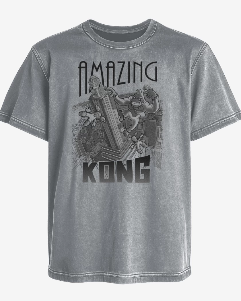 Polera desgastada Gris Melange de Amzing Kong