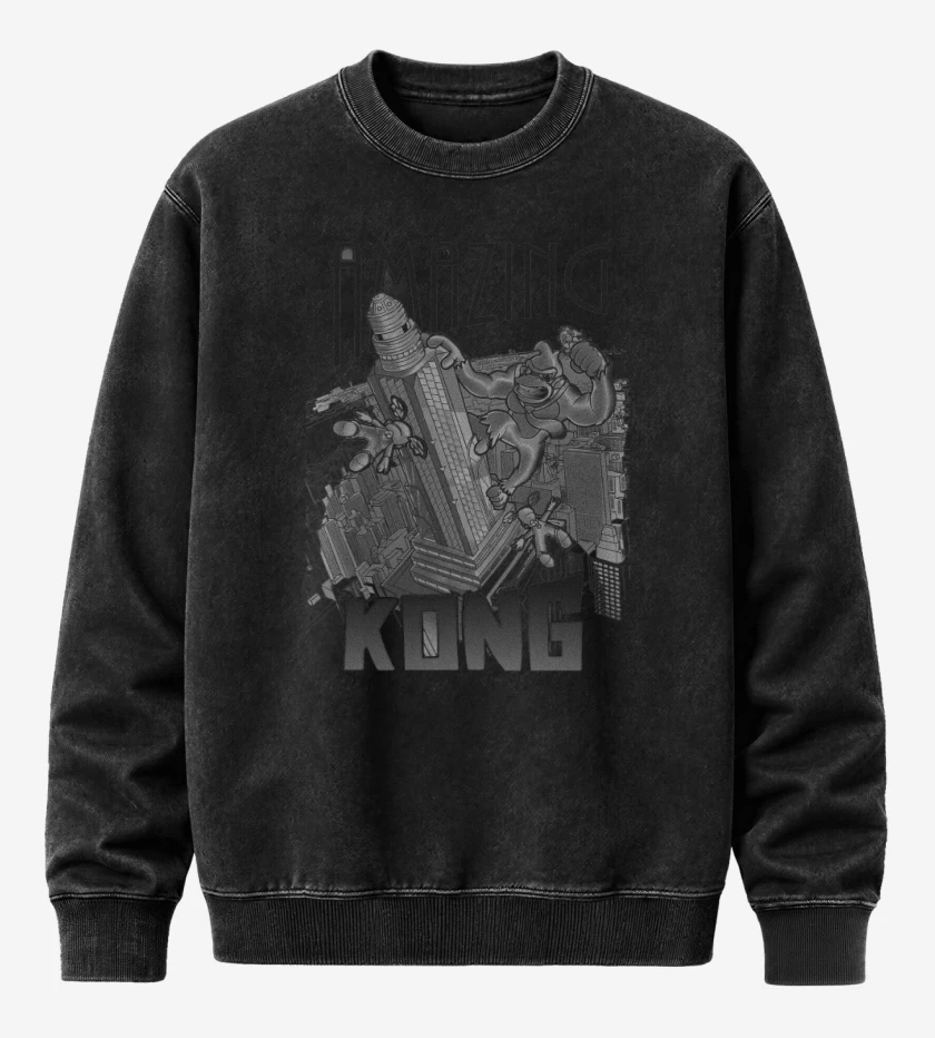 Poleron Polo Acid Wash Negro de Amzing Kong